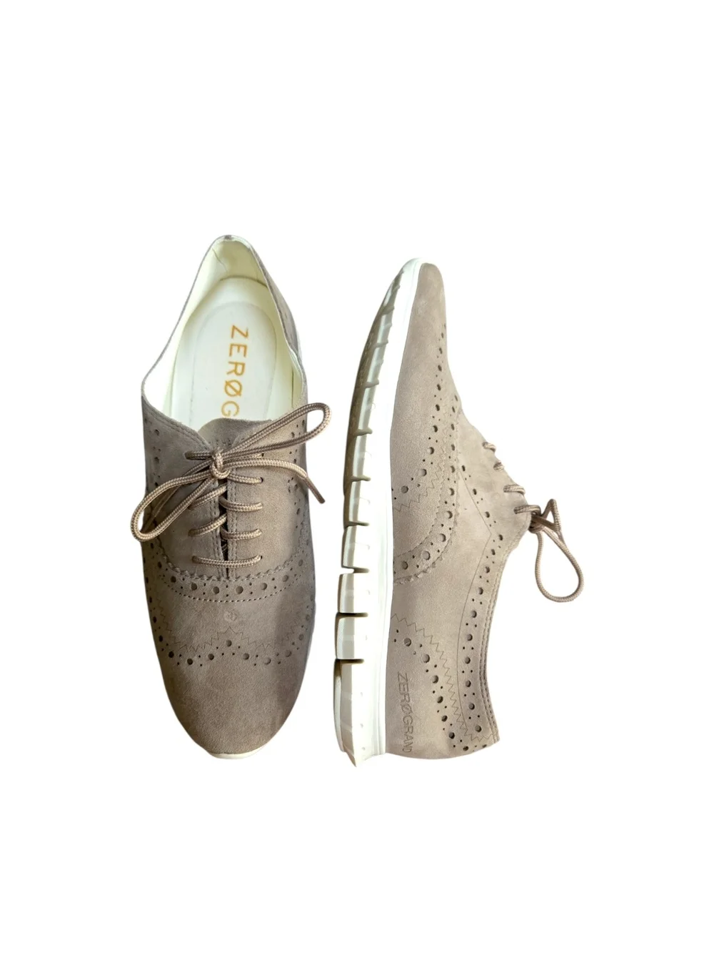 Cole Haan Zero Women’s Zerogrand Suede Wingtip Sneaker - Taupe Size 7